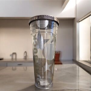 STARBUCKS Clear Silver Stars 24oz Venti Cold Tumbler